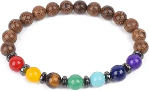 Bracelet Wooden Beads Balance Black Lava Rock Bangles Jewelry 8mm Natural Wood Women Prayer Jewelry Yoga Bracelets,16,17cm-6.7inch