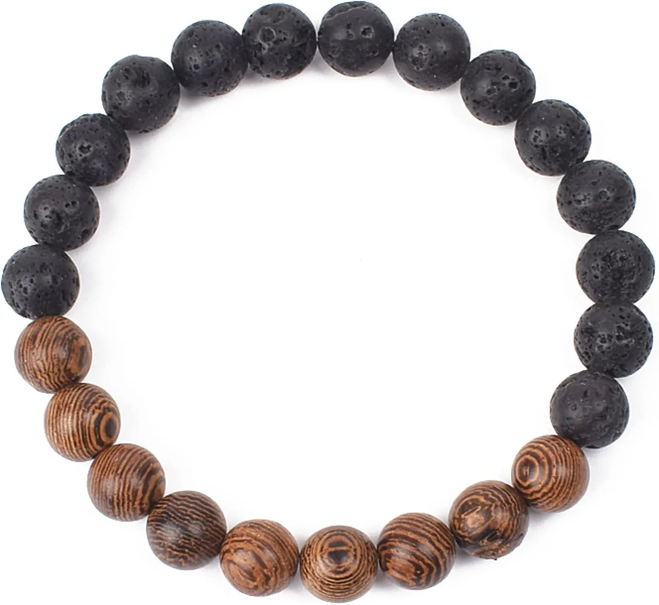 Bracelet Wooden Beads Balance Black Lava Rock Bangles Jewelry 8mm Natural Wood Women Prayer Jewelry Yoga Bracelets,8,21cm-8.3inch
