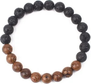 Bracelet Wooden Beads Balance Black Lava Rock Bangles Jewelry 8mm Natural Wood Women Prayer Jewelry Yoga Bracelets,8,21cm-8.3inch
