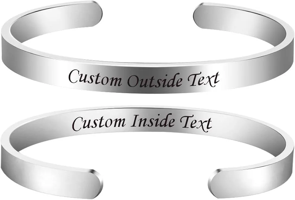 Bracelets Custom Bracelet for Women Inspirational Bracelet Custom Bracelets Gifts for Women Men Cuff Bangle Motivational Friendship Encouragement Personalized Mantra Quote Jewelry