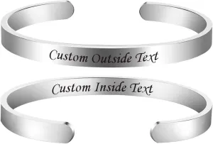 Bracelets Custom Bracelet for Women Inspirational Bracelet Custom Bracelets Gifts for Women Men Cuff Bangle Motivational Friendship Encouragement Personalized Mantra Quote Jewelry