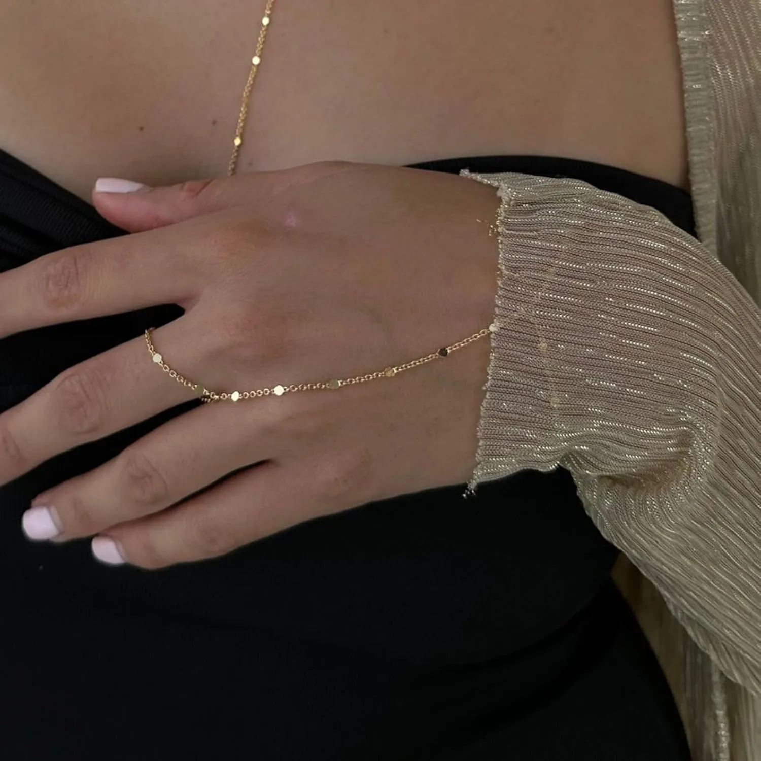 Bracelets for Women 14K Gold Silver Plated Ring Bracelet Hand Chain Dainty Evil Eye Heart Clover Daisy Cubic Zirconia Stackable Link Chain Hypoallergenic Body Jewelry Cute Trendy Gifts