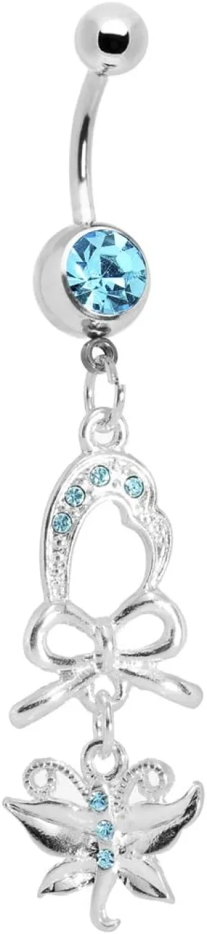 Brilliant Blue Bow Hanger Butterfly Belly Ring