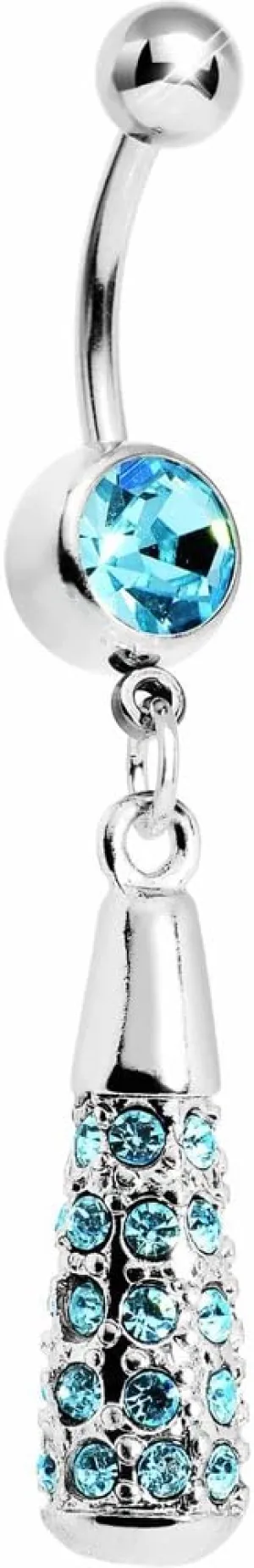 Brilliant Blue Paved Drop Dangle Belly Ring