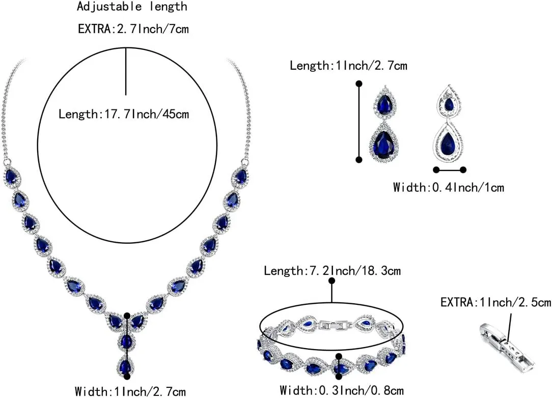 BriLove Wedding Bridal CZ Necklace Bracelet Earrings Jewelry Set for Women Teardrop Infinity Figure 8 Y-Necklace Tennis Dangle Party Prom Accessories