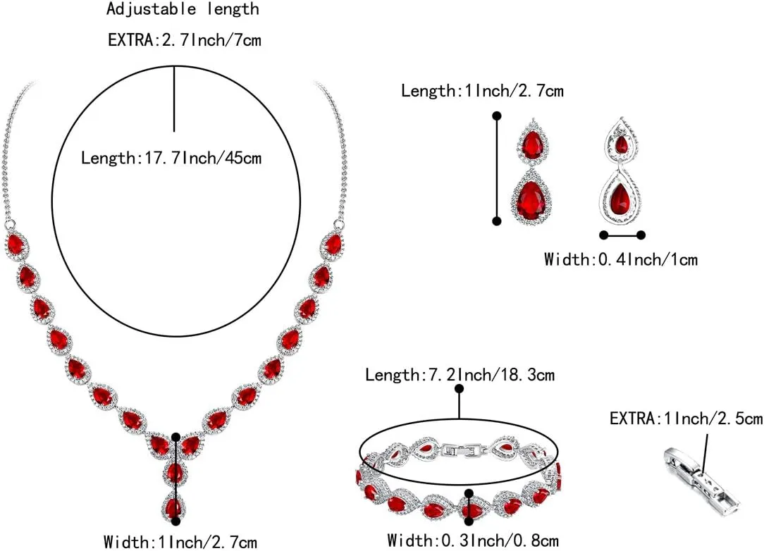 BriLove Wedding Bridal CZ Necklace Bracelet Earrings Jewelry Set for Women Teardrop Infinity Figure 8 Y-Necklace Tennis Dangle Party Prom Accessories