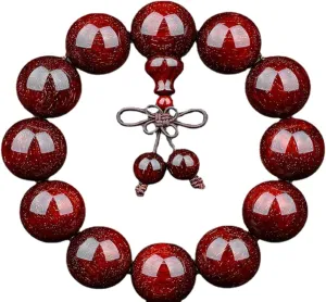 Buddhist prayer bracelet Red sandalwood bracelet Men's and women's wooden Venus shining wood meditation yoga bracelet (20mm, 12 beads (red))