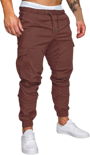 Cargo Sweatpants for Men Workout Trousers Casual Cargo Pants Fleece Joggers Sweat Pants for Men Mens Cargo Sweatpants