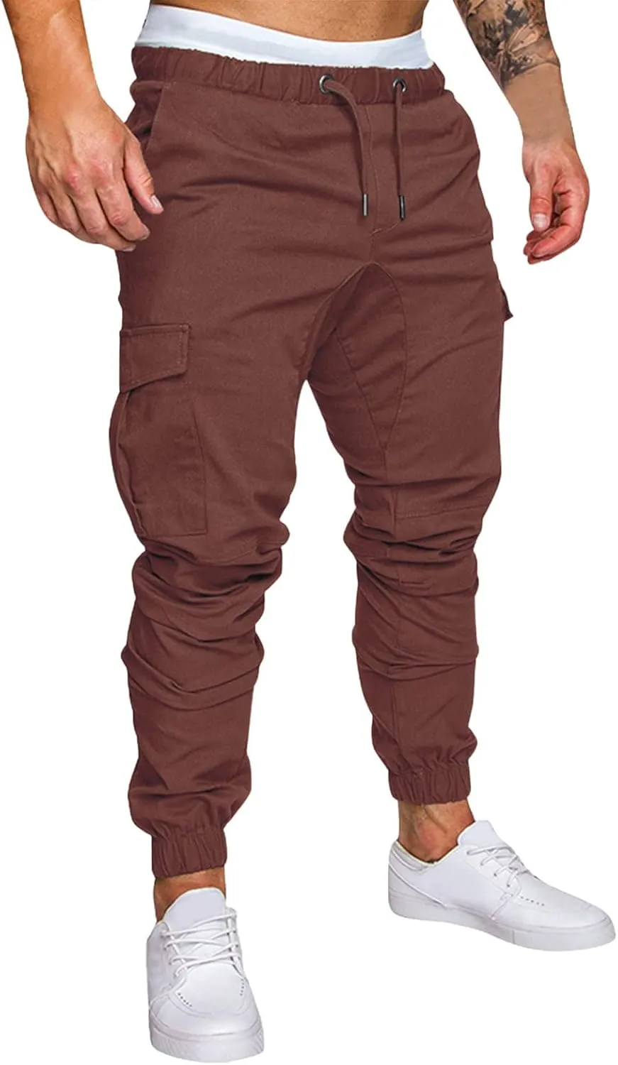 Cargo Sweatpants for Men Workout Trousers Casual Cargo Pants Fleece Joggers Sweat Pants for Men Mens Cargo Sweatpants