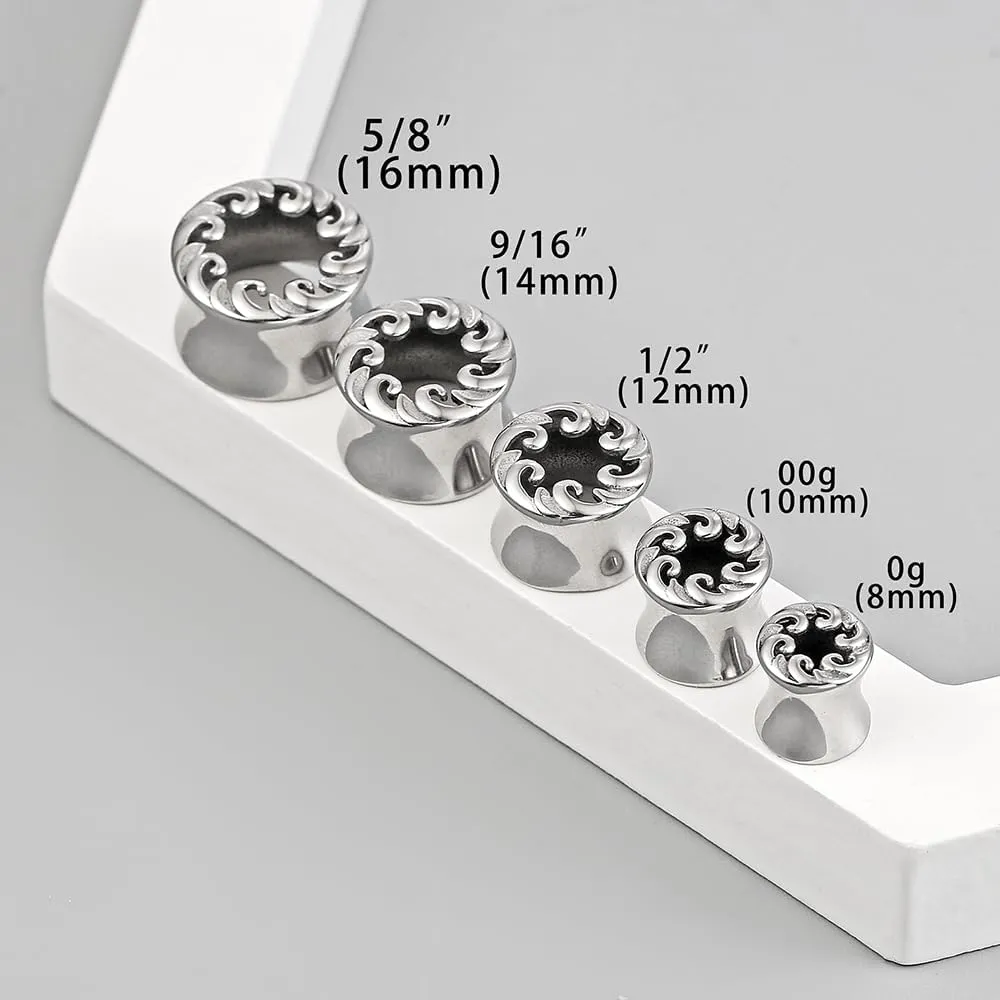 Casvort 2 PCS Hypoallergenic 0G-5/8 Artistic Spiral Ear Gauges 316 Surgical Stainless Steel Comfortable Double Flared Ear Tunnels Plugs Body Piercing Jewelry