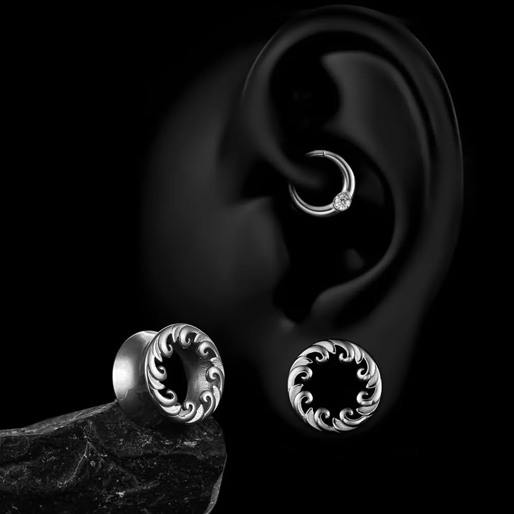 Casvort 2 PCS Hypoallergenic 0G-5/8 Artistic Spiral Ear Gauges 316 Surgical Stainless Steel Comfortable Double Flared Ear Tunnels Plugs Body Piercing Jewelry