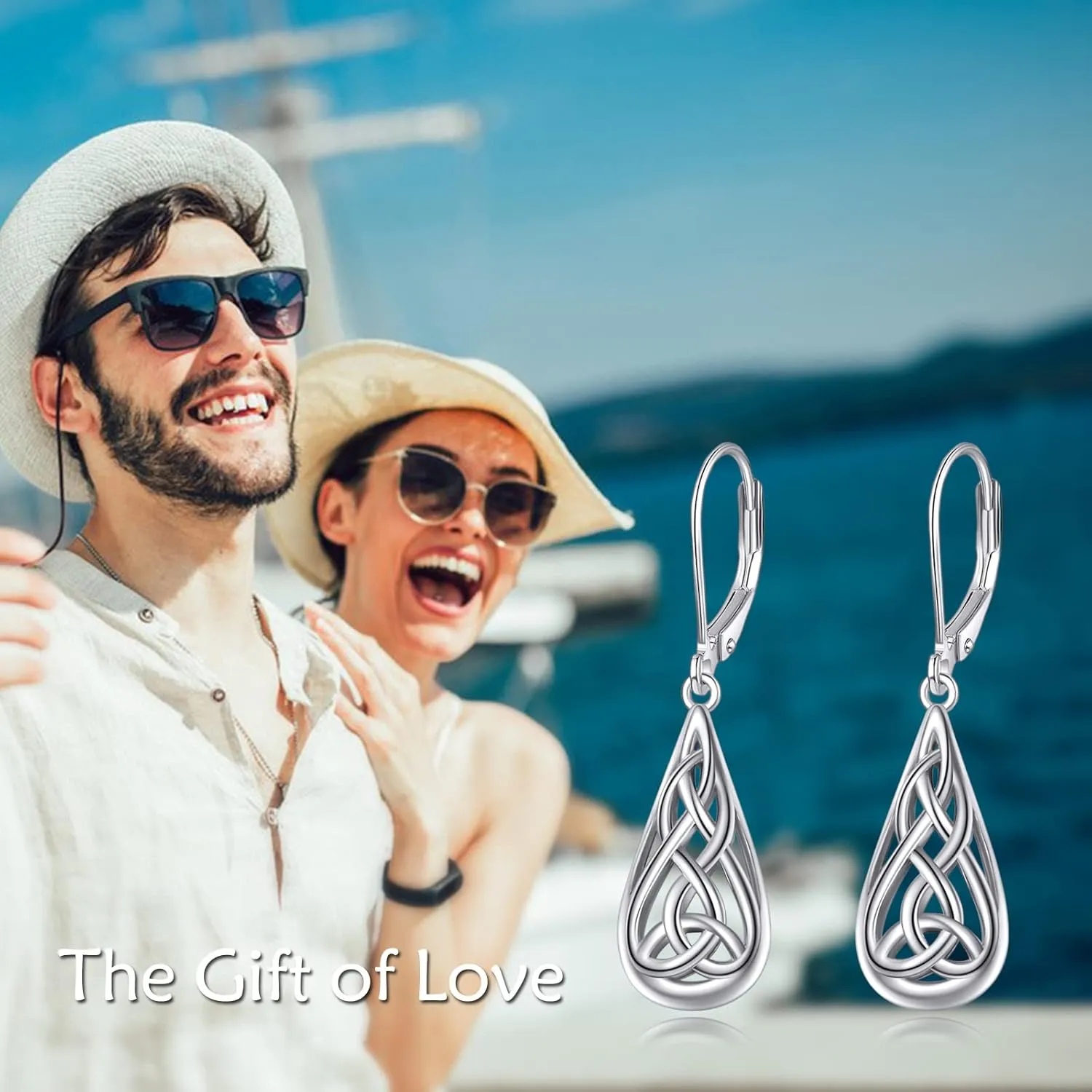 Celtic Earrings Gifts for Women Sterling Silver Irish Celtic Knot Teardrop Dangle Earrings