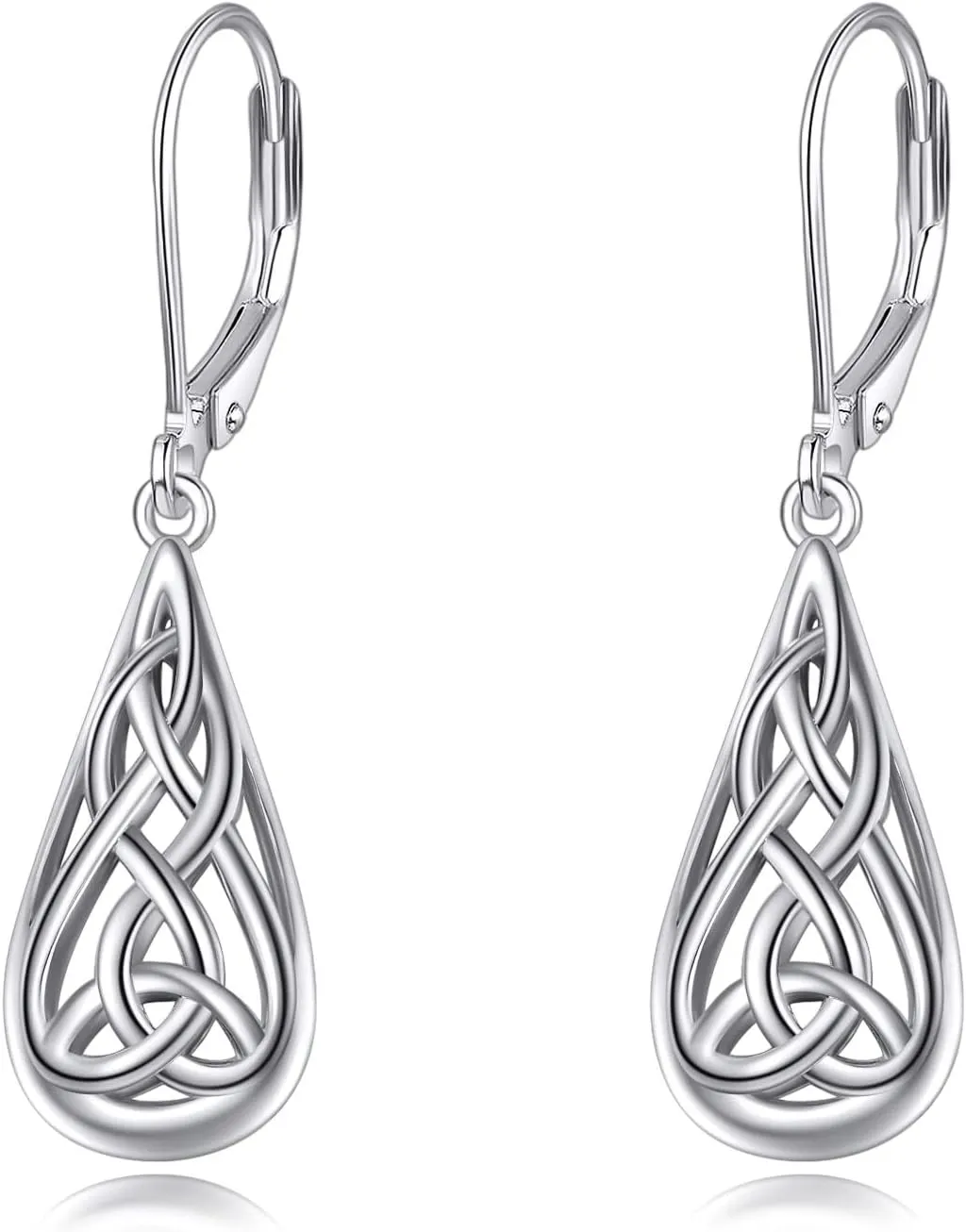 Celtic Earrings Gifts for Women Sterling Silver Irish Celtic Knot Teardrop Dangle Earrings