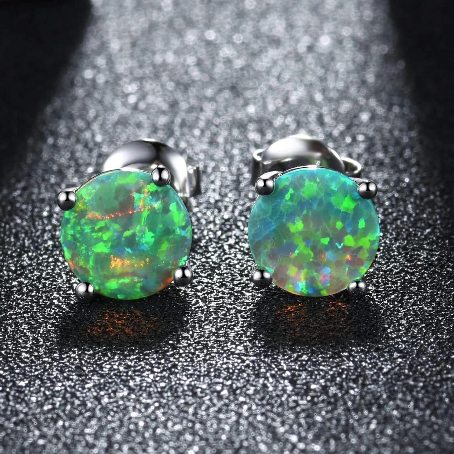 CERSLIMO Multi Colors fire Opal Stud Earrings Birthstone Earrings For Women 8mm