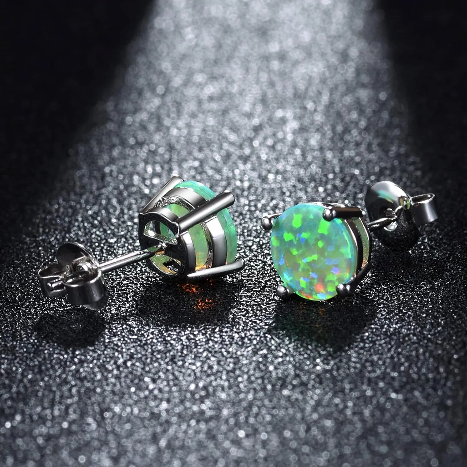 CERSLIMO Multi Colors fire Opal Stud Earrings Birthstone Earrings For Women 8mm