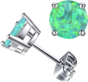 CERSLIMO Multi Colors fire Opal Stud Earrings Birthstone Earrings For Women 8mm