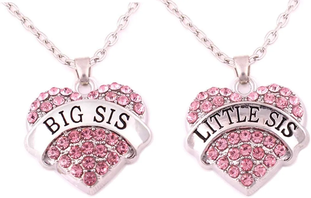 Charm.L Grace Crystal Heart Necklaces Set Mom Big Sis Middle Lil Sister