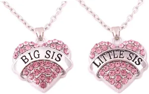 Charm.L Grace Crystal Heart Necklaces Set Mom Big Sis Middle Lil Sister