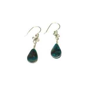 Chrysocolla Dangle Earrings for Women in Sterling Silver 925  Handmade Teardrop Gemstone Drop Earrings  Lightweight Wire Wrapped Blue Green Healing Stone Jewelry  Gift for Women Teen Girls