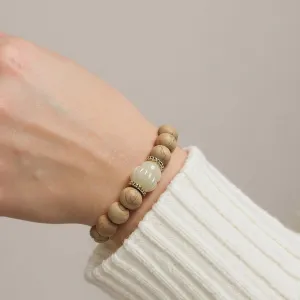 Cliff Cypress Bodhi Bead Meditation Bracelet - 8mm Natural Wood Prayer Beads Spiritual Wooden Bracelet Unisex