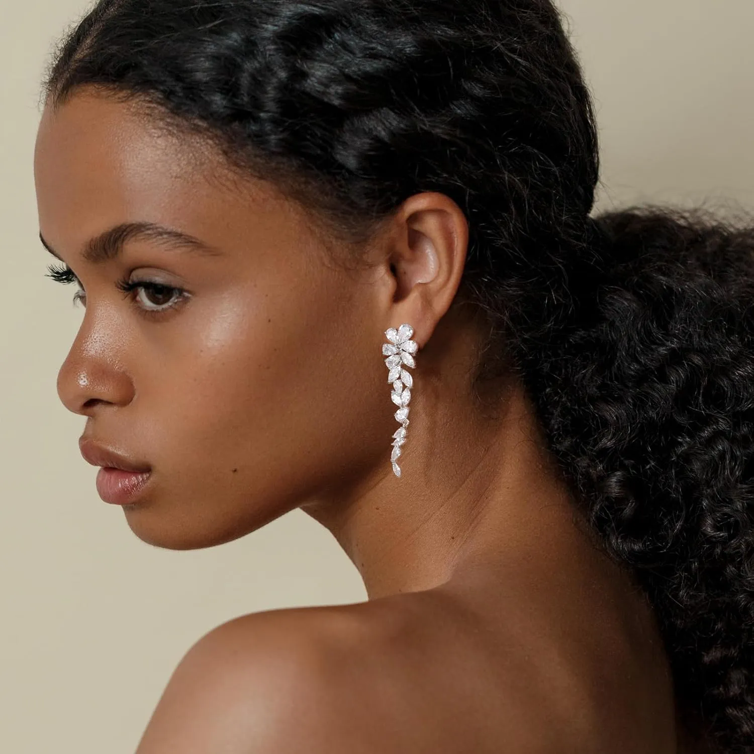 Clip on Earrings for Women 925 Sterling Silver Plated Cubic Zirconia Long Tassel Dangle Drop Earrings Non Pierced Earrings for Women Jewelry Gifts Wedding Party