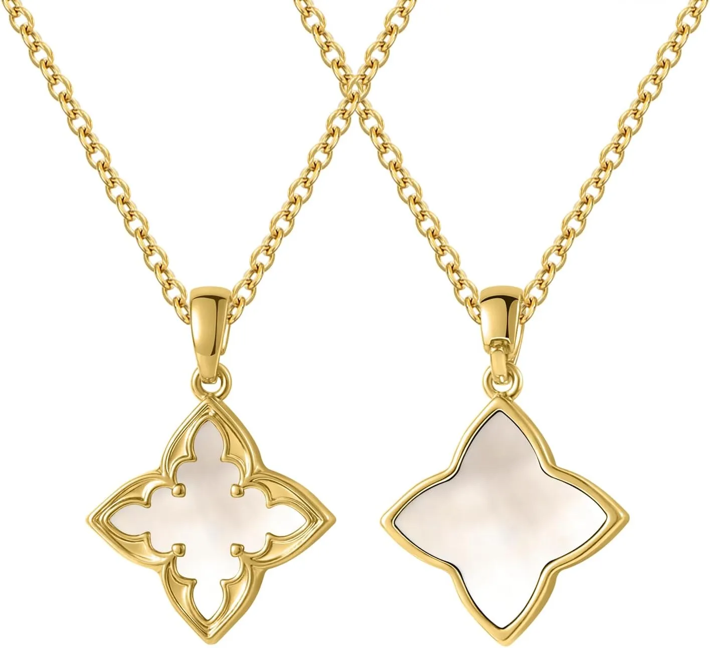 Clover Necklace for Women, 14K Gold Plated Adjustable Choker Chain, Dainty Lucky Charm Pendant Jewelry Gift