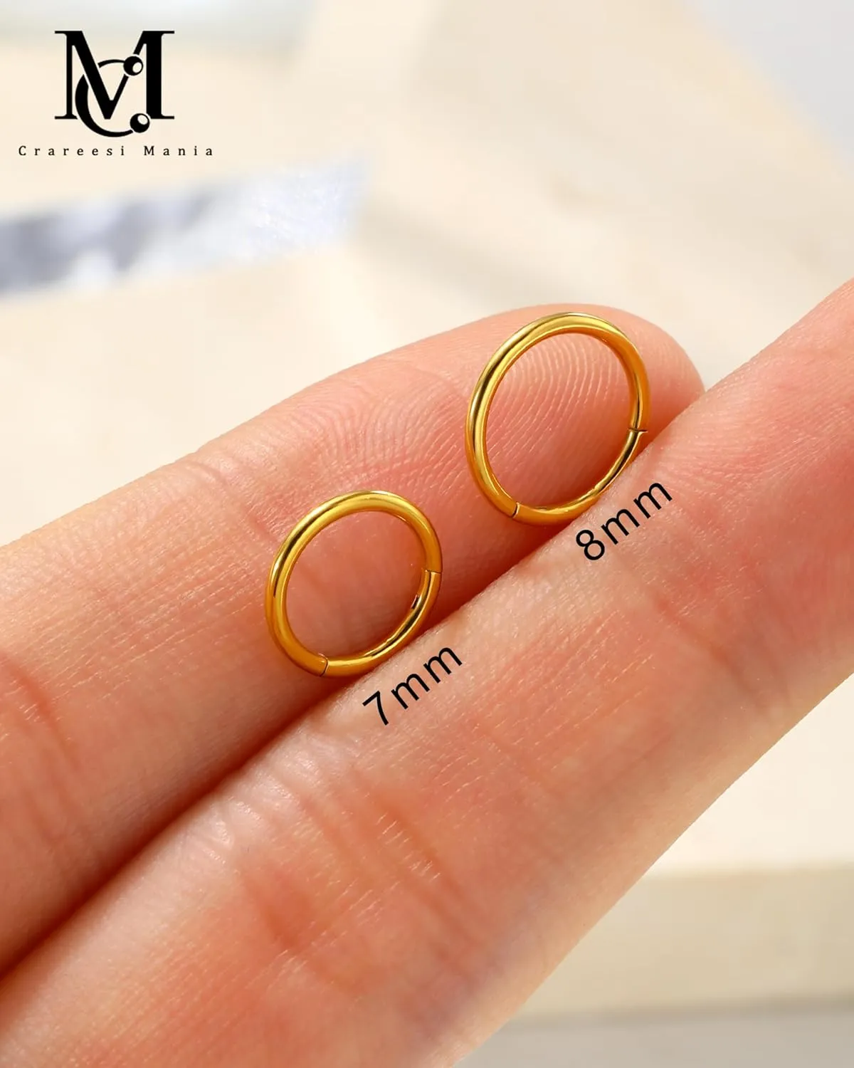 CM Crareesi Mania Triple/Double Hoop Nose Ring - 3Pcs Septum Rings Clicker 316L Stainless Steel Conch Piercing Jewelry Cartilage Earring Helix Rook Tragus