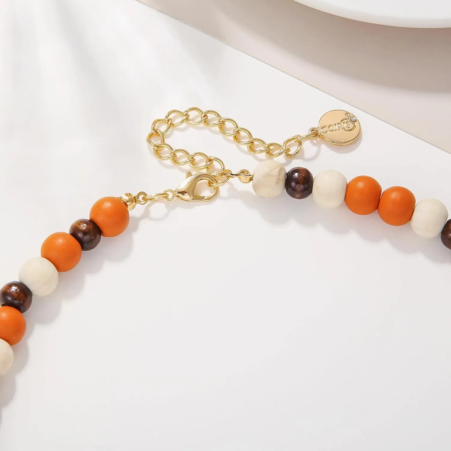 Coiris Layer Chunky Wood Beaded Necklace Exaggerated Statement Bead Collar Necklace Bib Necklaces