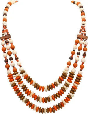 Coiris Layer Chunky Wood Beaded Necklace Exaggerated Statement Bead Collar Necklace Bib Necklaces