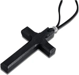 COLORFUL BLING Natural Wood Beads Cross Pendant Necklace Religious Rosary Jewelry Handmade Prayer Accessories Protection Good Luck Gifts for Women Men