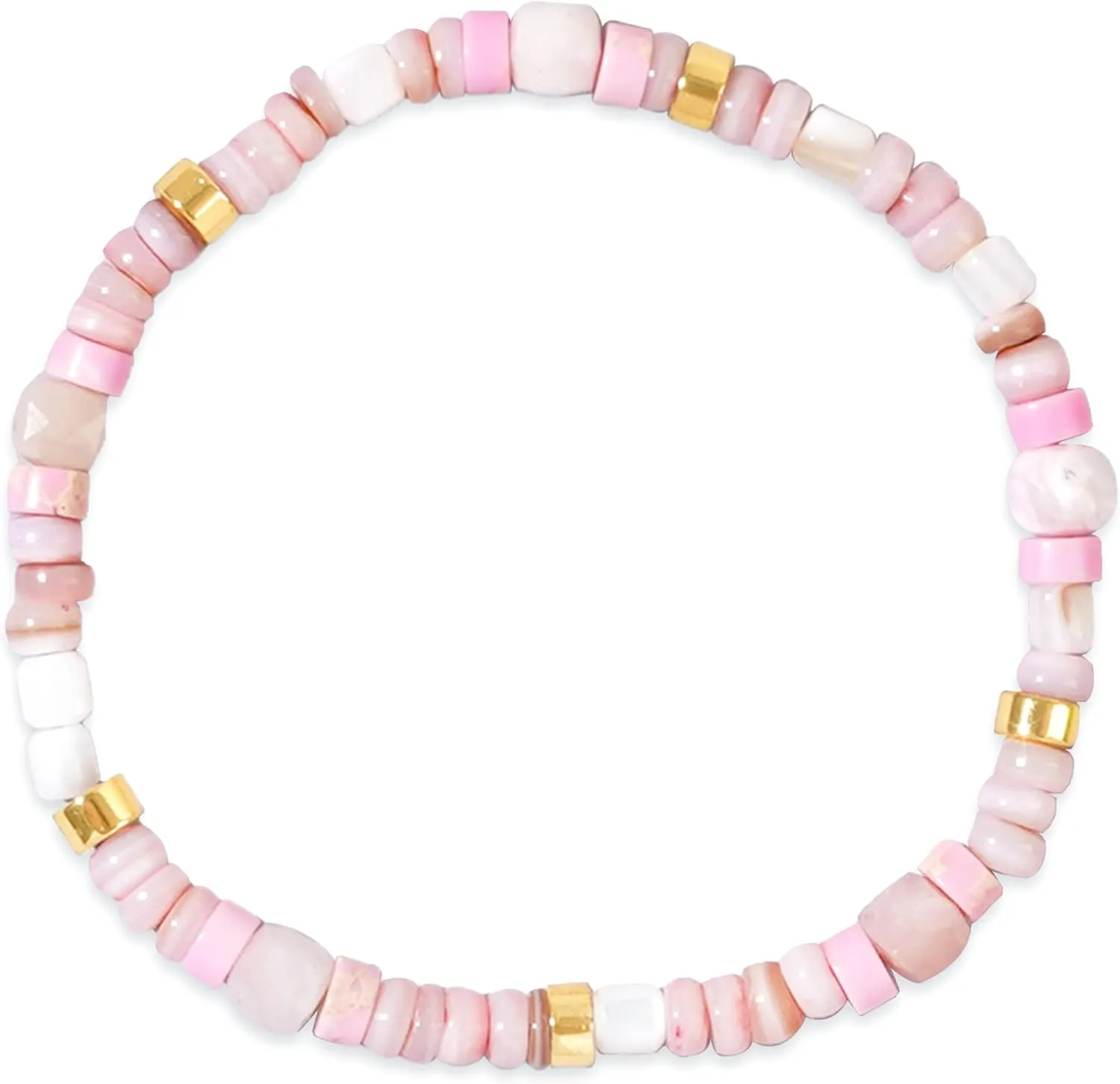 Colorful Stone Beaded Stackable Stretch Bracelets for Women, Trendy Handmade Gold Gemstone Beads Friendship Bracelet Summer Beach Jewelry Gift