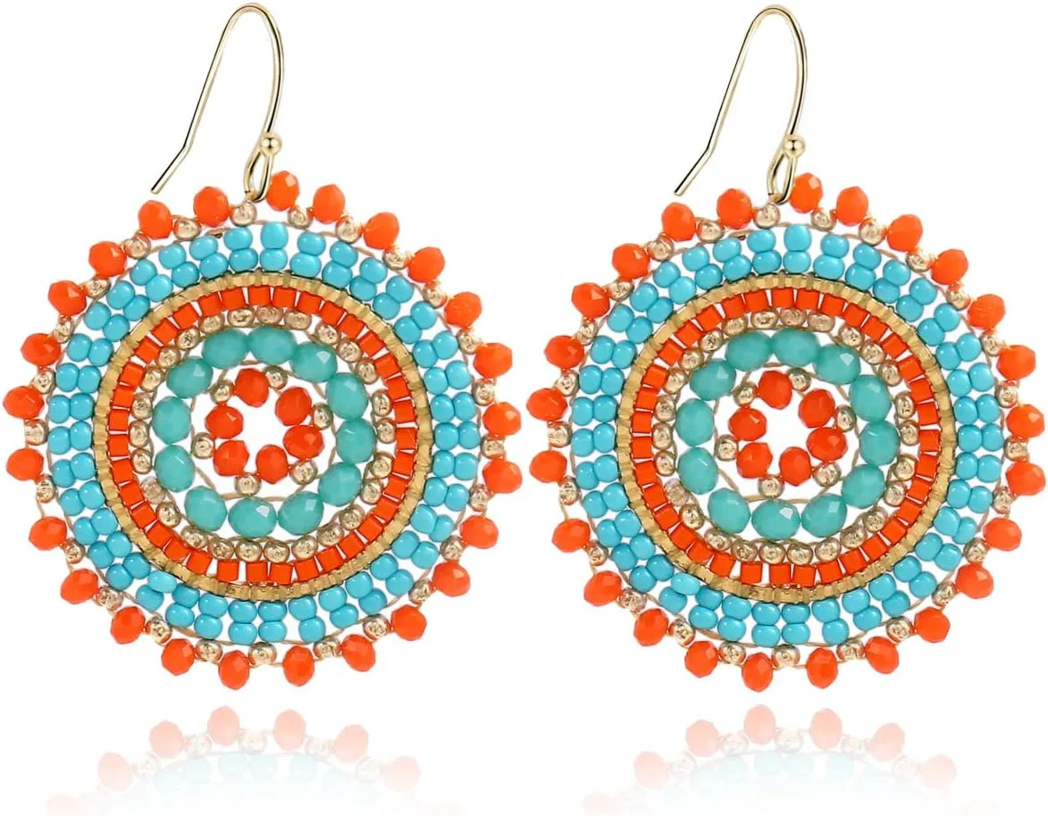 Colorful Summer Beaded Earrings For Women Crystals Glass Bead Dangle Drop Bohemia Earrings Statement Earrings For Women