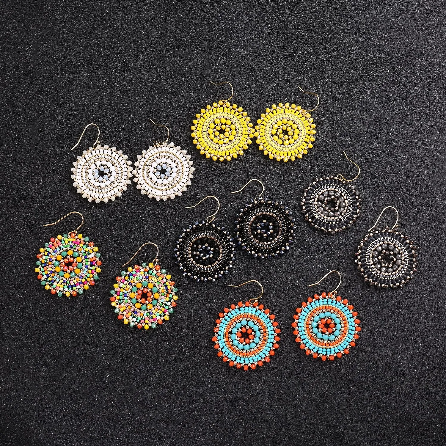 Colorful Summer Beaded Earrings For Women Crystals Glass Bead Dangle Drop Bohemia Earrings Statement Earrings For Women