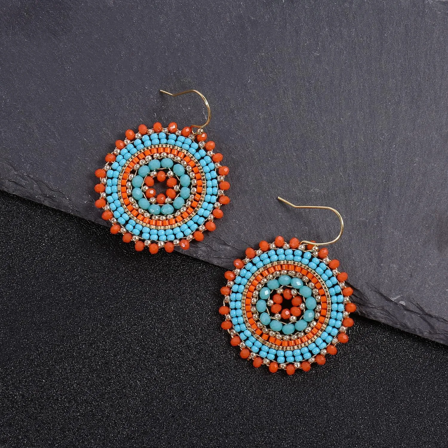 Colorful Summer Beaded Earrings For Women Crystals Glass Bead Dangle Drop Bohemia Earrings Statement Earrings For Women
