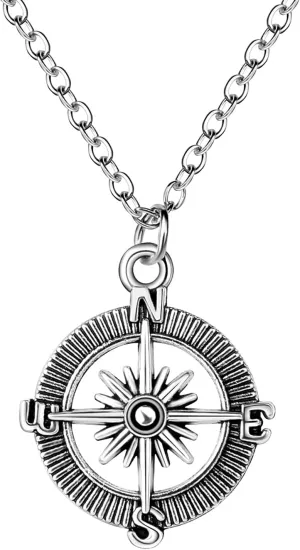 Compass Pendant Necklace - Sterling-Silver Celtic Knot Necklaces for Men - Graduation Friendship Jewelry Gifts