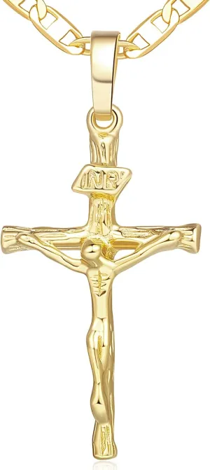 Cross Necklace 14K Gold Cross Necklaces for Women Crucifix Necklace Gold Pendant 45cm