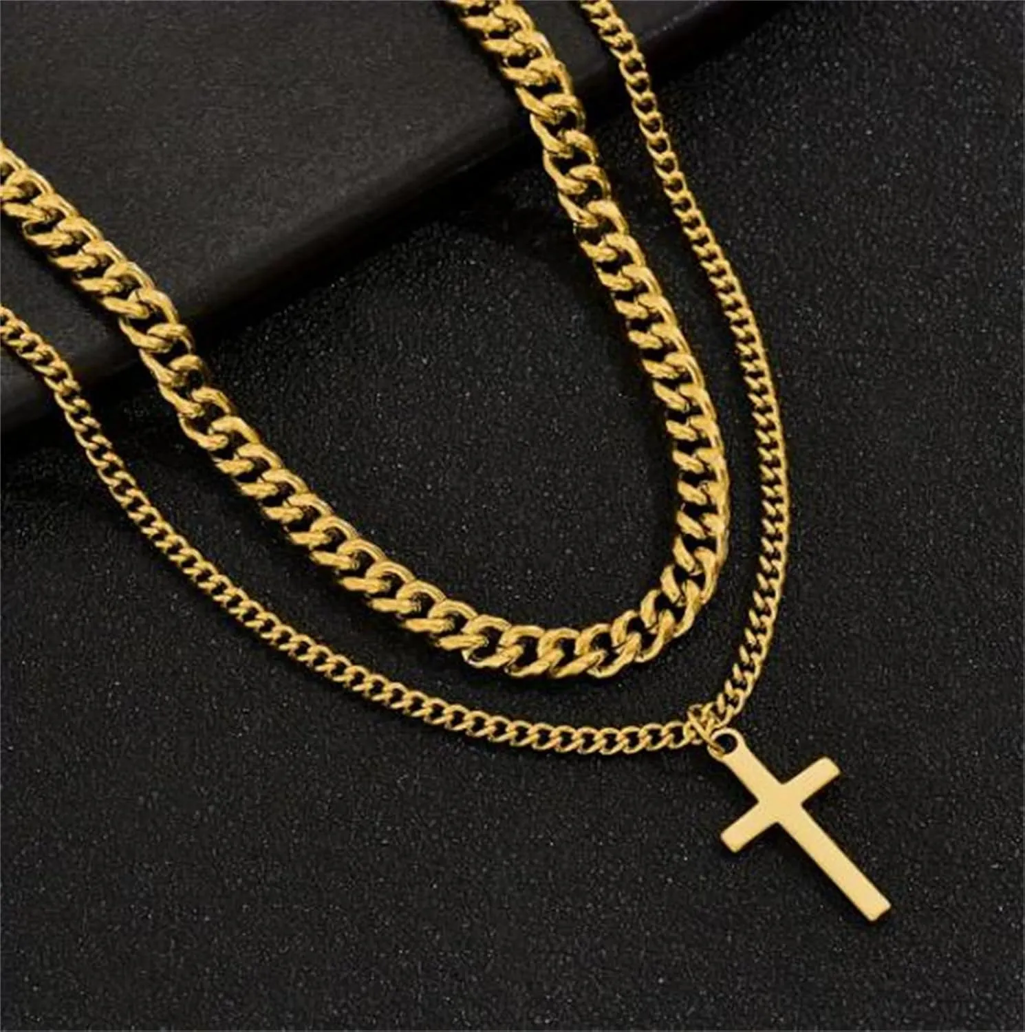 Cross Necklace for Men, Mens Cross Necklaces Stainless Steel Cross Pendant Necklace Simple Jewelry Gifts Cross Chain Necklace for Men
