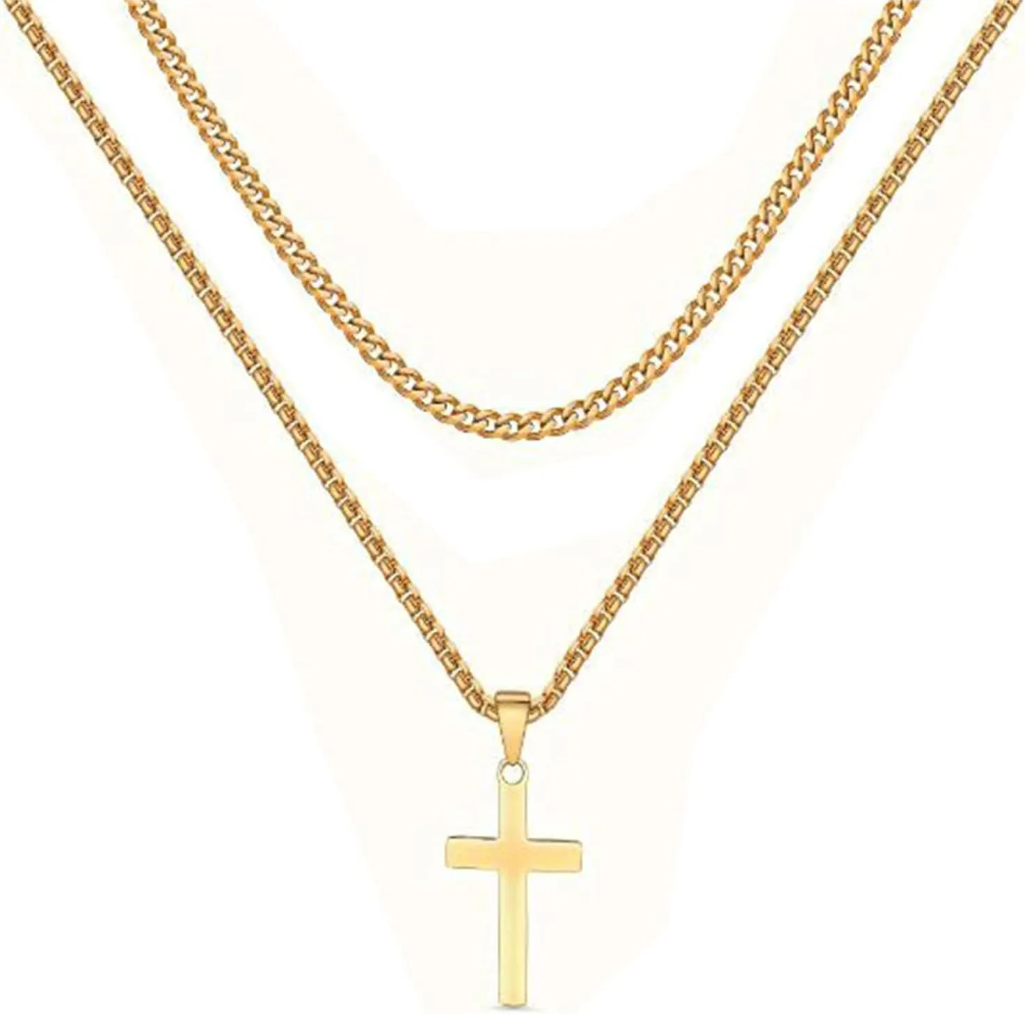 Cross Necklace for Men, Mens Cross Necklaces Stainless Steel Cross Pendant Necklace Simple Jewelry Gifts Cross Chain Necklace for Men