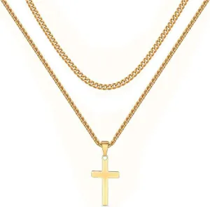 Cross Necklace for Men, Mens Cross Necklaces Stainless Steel Cross Pendant Necklace Simple Jewelry Gifts Cross Chain Necklace for Men