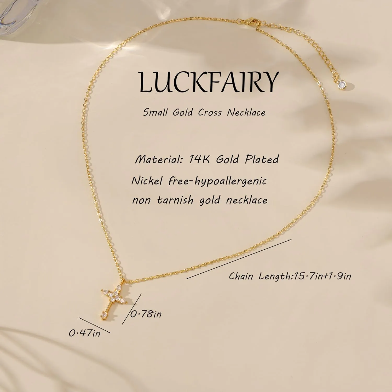 Cross Necklace for Women,Double Cross Necklace 14K Gold Plated Cross Pendant Necklace Dainty Gold Cross Necklaces for Women Trendy Small Cross Charm Necklace Simple Cute Choker Necklaces Gold Jewery