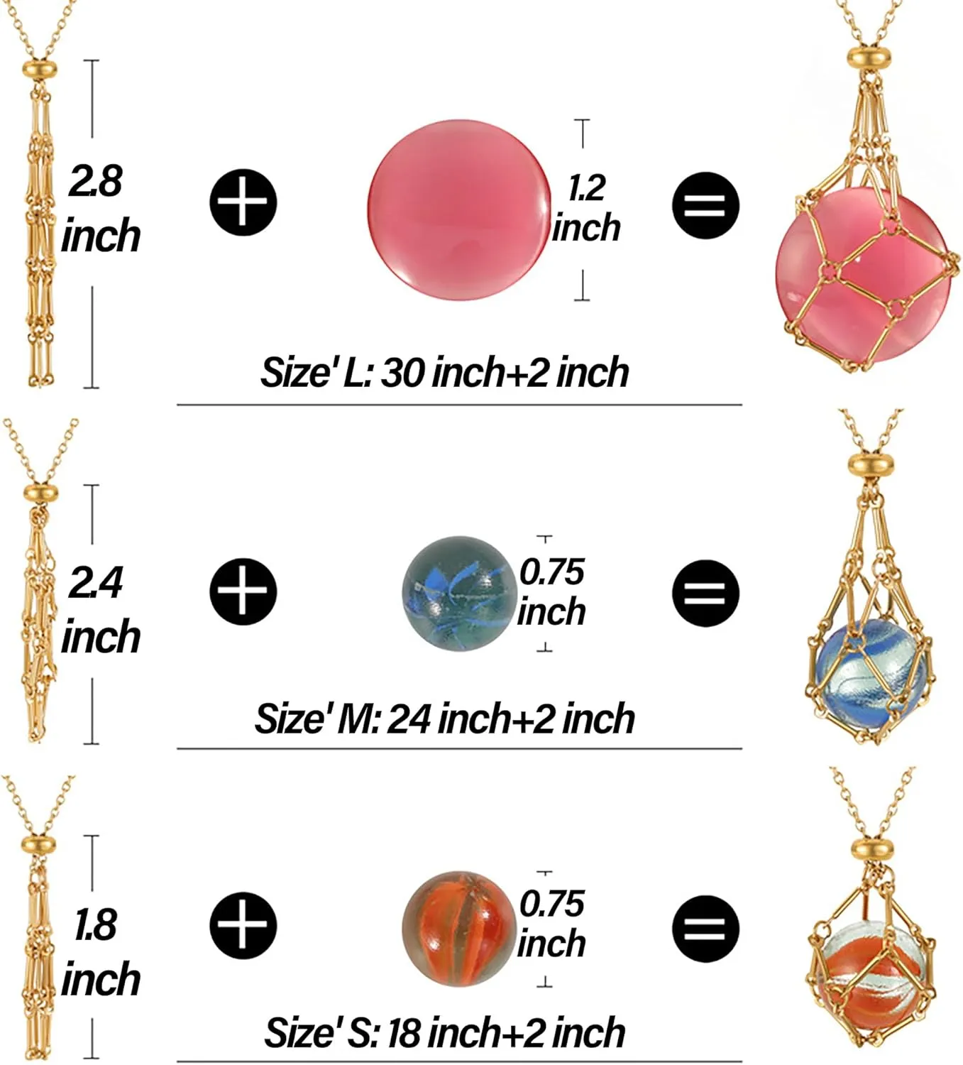 Crystal Holder Necklace, Stainless Steel Cage for Stone Adjustable Natural Crystal Cage Holder Necklaces Quartz Natural Gemstone Jewelry for Women Men
