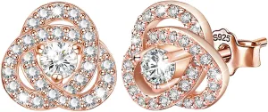 Cubic Zirconia Knot Stud Earrings - Sterling Silver Hypoallergenic Love Knot Earrings CZ Earrings for Women for Mother's Day