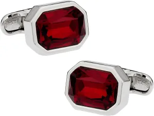 Cuff-Daddy Shimmering Crystal Siam Red Cufflinks with Travel Presentation Box - Perfect Cufflinks for Men and Wedding