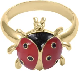 Cute Red Enamel Six-Spotted Ladybug Ring