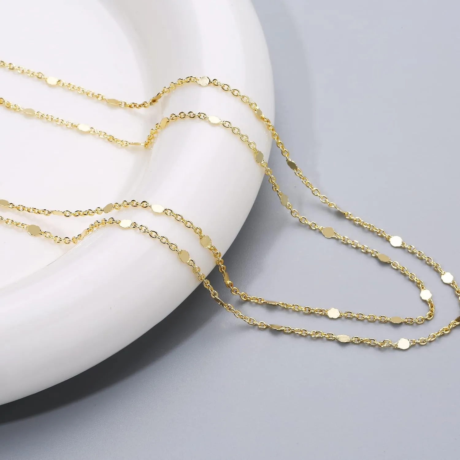 Dainty Gold Choker Necklace For Women 14k Gold/Silver Plated Delicate Dot Snake Coin Chain necklaces Different Length Lip Satellite Necklace Minimalist Jewelry for Women