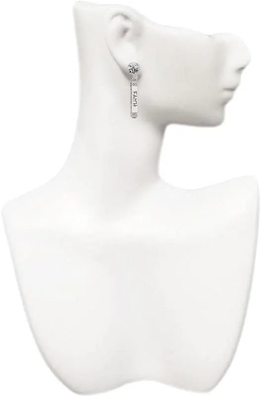 Delight Jewelry Believe Faith Prayer Hope Bar - Large Crystal Clip on Earrings