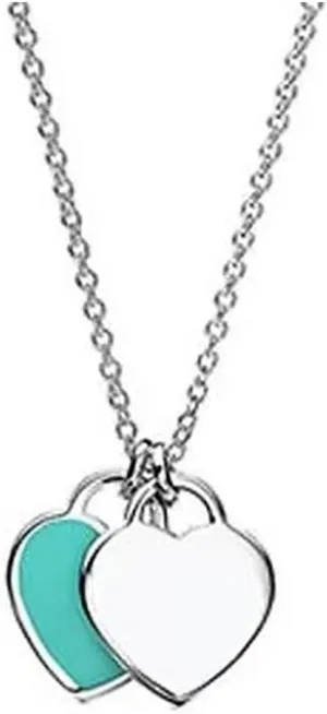 Double Heart Tag Pendant Necklace for Women Copper Dainty Love Pendant Necklaces