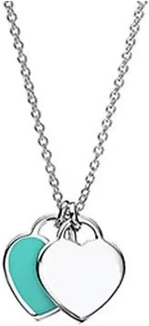 Double Heart Tag Pendant Necklace for Women Copper Dainty Love Pendant Necklaces