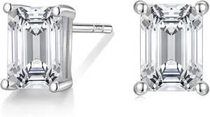 EAMTI 1 Carat 925 Sterling Silver Cubic Zirconia Stud Earrings for Women CZ Stud Small Cute Earrings Hypoallergenic