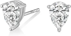 EAMTI 1 Carat 925 Sterling Silver Cubic Zirconia Stud Earrings for Women CZ Stud Small Cute Earrings Hypoallergenic